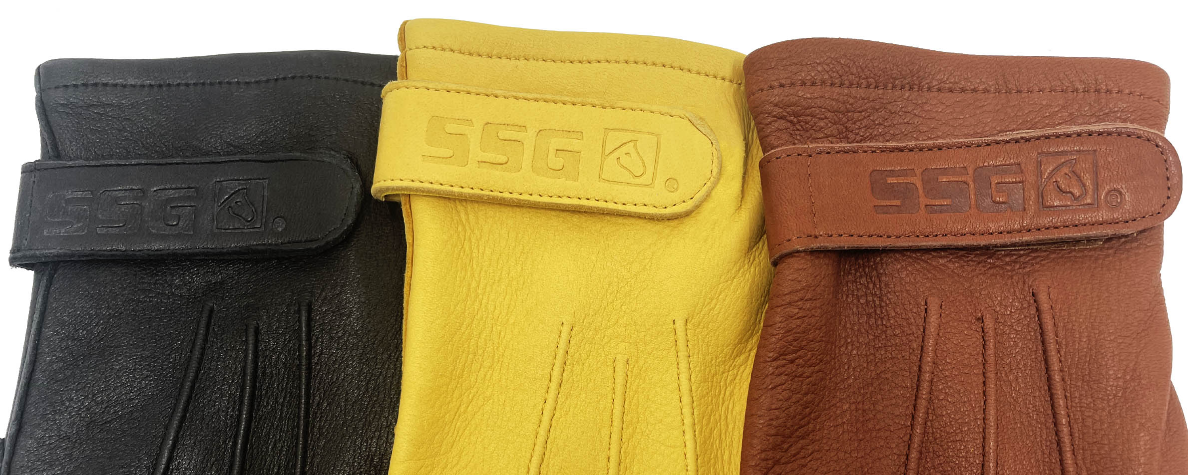 1800-SSG-Deerskin-Carriage-Trail-Roper-Glove-Leather-trio-Black/Natural/Acorn