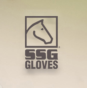Logo of SSG Gloves on a beige background
